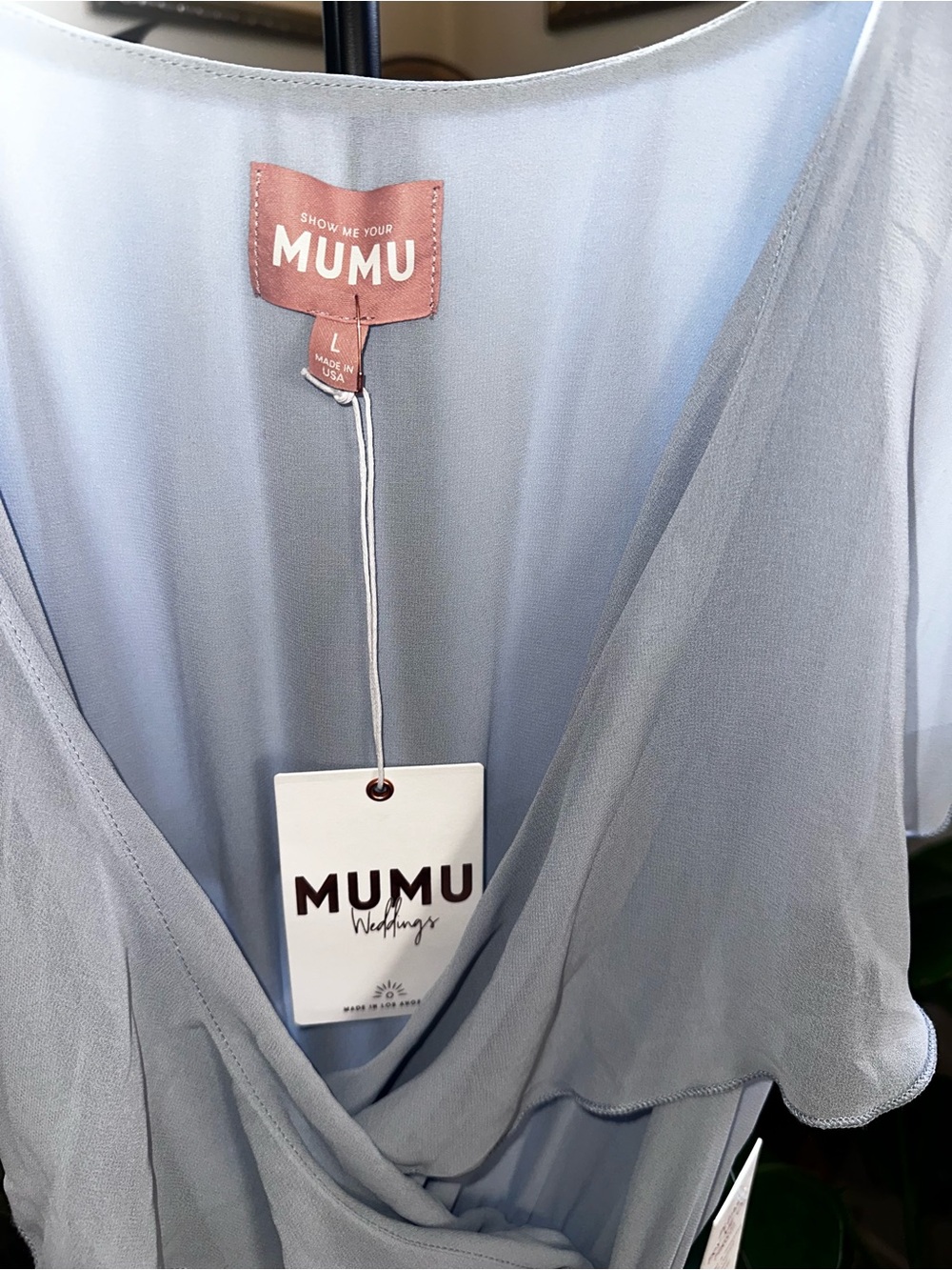 Show Me Your MuMu Jess Ruffle Midi Dress Pale Blue Ruffle - Picture 5 of 7